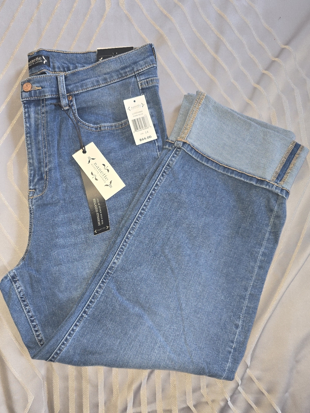 NWT PLUS SIZE 14P Nanette Lepore Light Blue Relaxed Straight Jeans